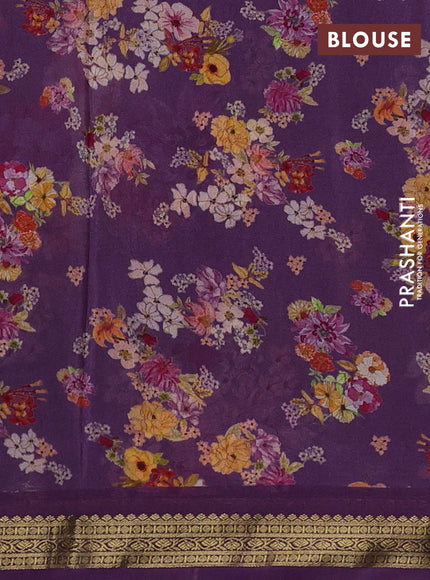 Purple Pure Mysore Silk - Digital Prints