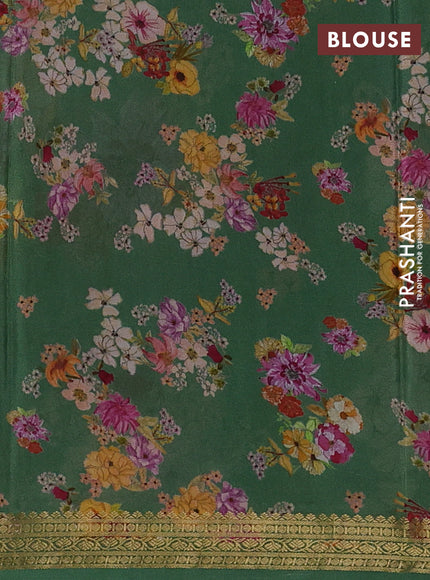 Pastel Green Pure Mysore Silk - Digital Prints