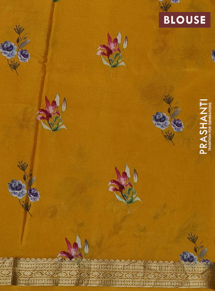 Mustard Yellow Pure Mysore Silk - Digital Prints