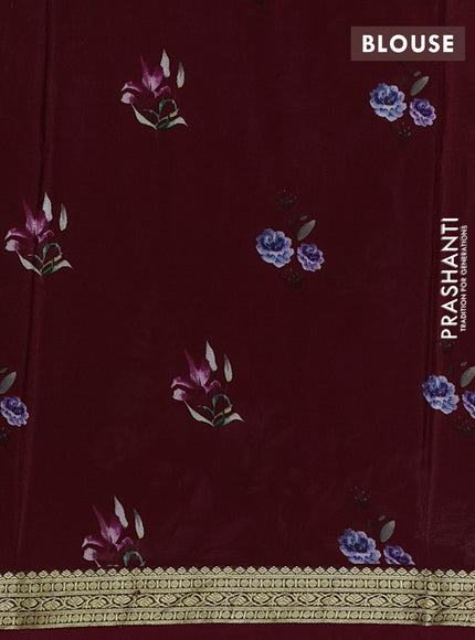 Maroon Pure Mysore Silk - Digital Prints