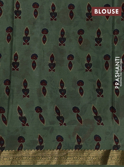 Green Pure Mysore Silk - Digital Prints