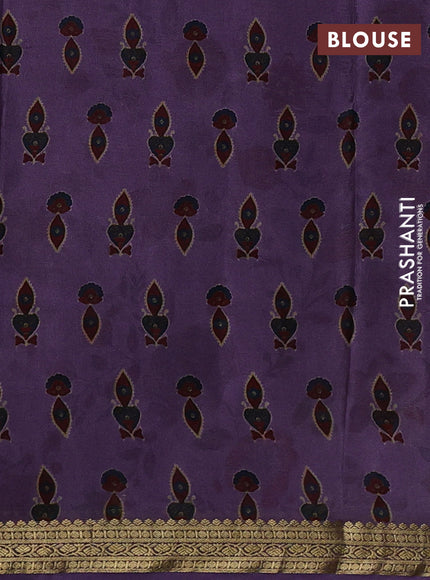 Purple Pure Mysore Silk - Digital Prints
