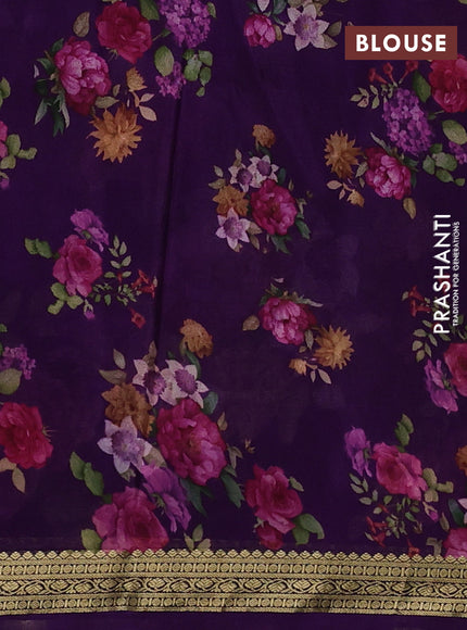 Purple Pure Mysore Silk - Digital Prints