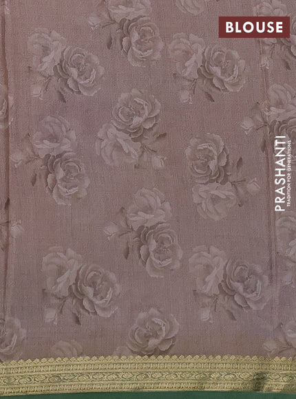 Pastel Pink & Green Pure Mysore Silk - Digital Prints