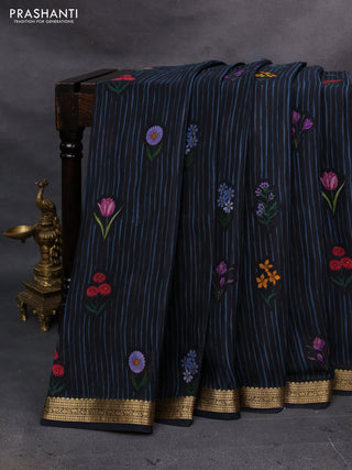 Black Pure Mysore Silk - Digital Prints