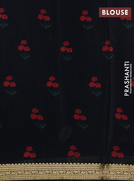 Black Pure Mysore Silk - Digital Prints