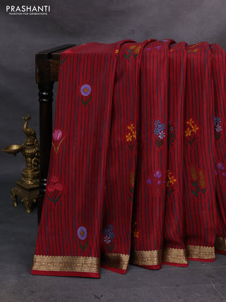 Maroon Pure Mysore Silk - Digital Prints