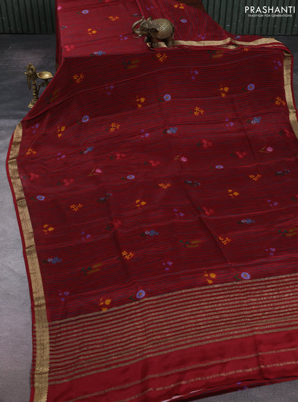 Maroon Pure Mysore Silk - Digital Prints