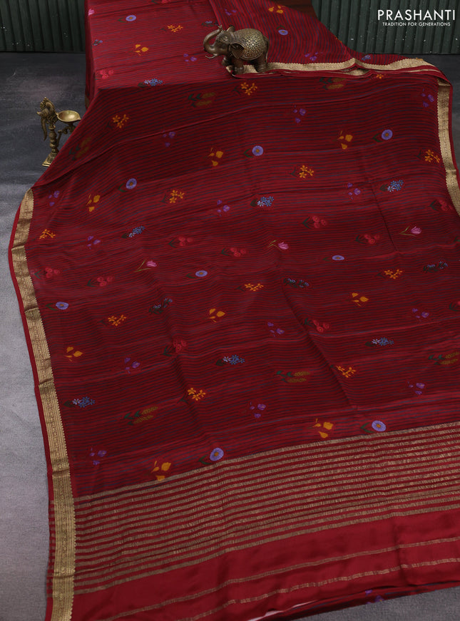 Maroon Pure Mysore Silk - Digital Prints