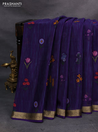 Purple Pure Mysore Silk - Digital Prints