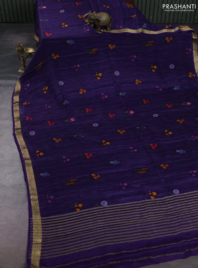 Purple Pure Mysore Silk - Digital Prints