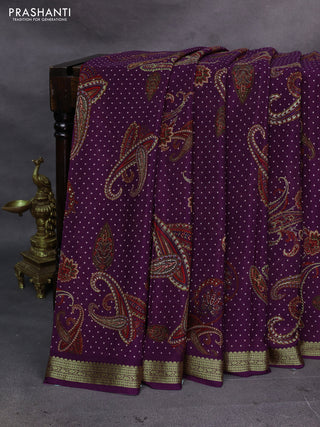 Purple Pure Mysore Silk - Digital Prints