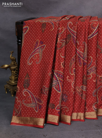 Maroon Pure Mysore Silk - Digital Prints