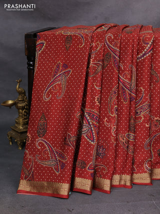 Maroon Pure Mysore Silk - Digital Prints