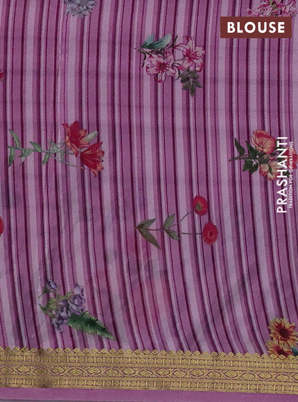 Mauve Pink Ombre & Off White Pure Mysore Silk - Digital Prints