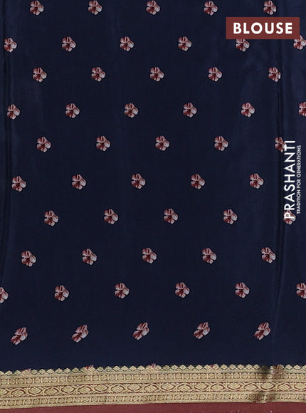 Grey & Peach Pure Mysore Silk - Digital Prints