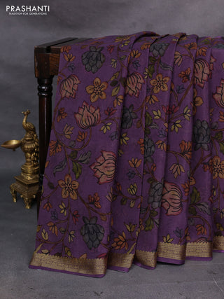 Purple Pure Mysore Silk - Digital Prints