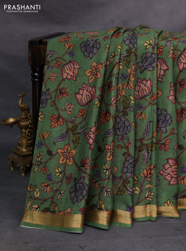 Green Pure Mysore Silk - Digital Prints