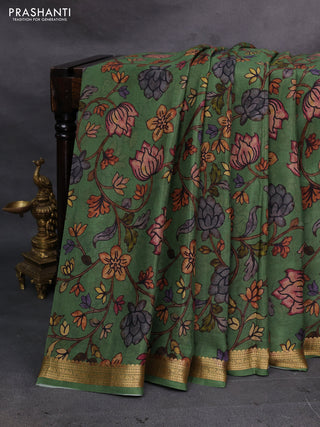 Green Pure Mysore Silk - Digital Prints