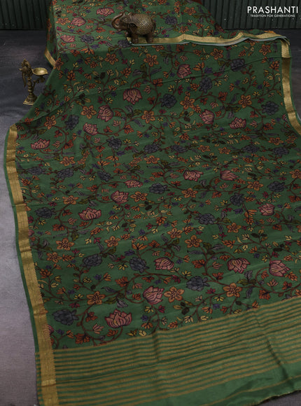 Green Pure Mysore Silk - Digital Prints