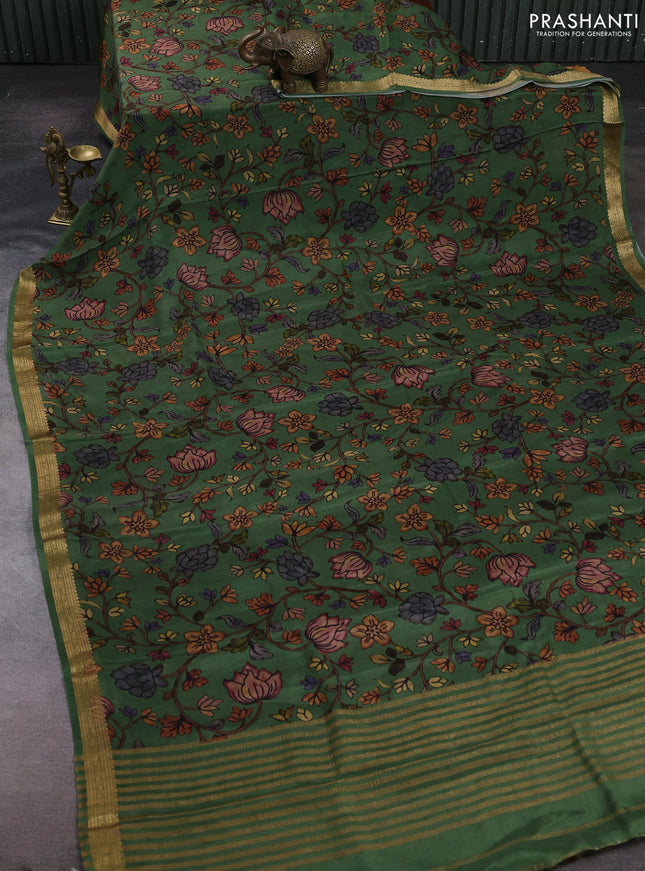 Green Pure Mysore Silk - Digital Prints