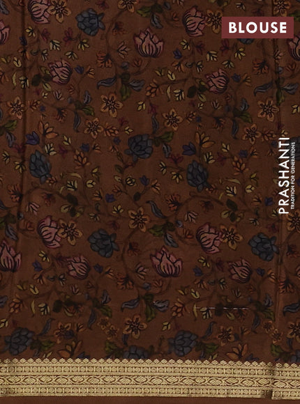 Brown Pure Mysore Silk - Digital Prints