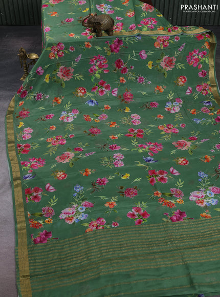 Green Pure Mysore Silk - Digital Prints