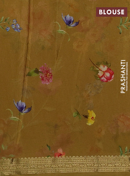 Mustard Yellow Pure Mysore Silk - Digital Prints