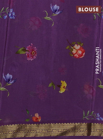 Purple Pure Mysore Silk - Digital Prints