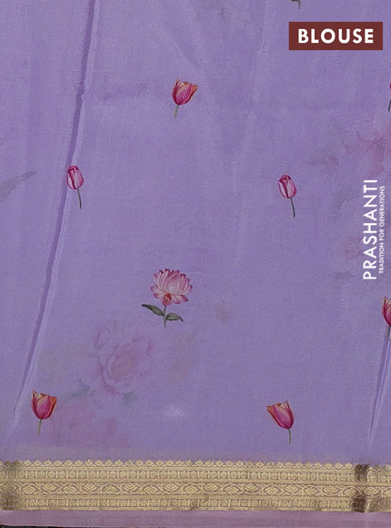 Lavender & Pastel Pink Pure Mysore Silk - Digital Prints