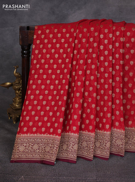 Red & Wine Shade Banarasi Georgette Saree