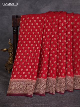 Red & Wine Shade Banarasi Georgette Saree