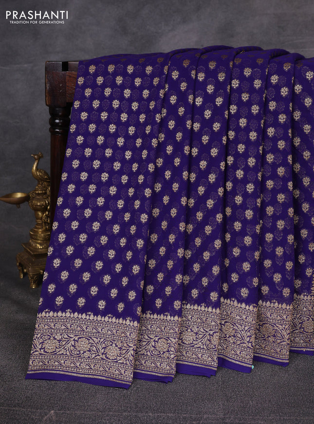 Blue Banarasi Georgette Saree