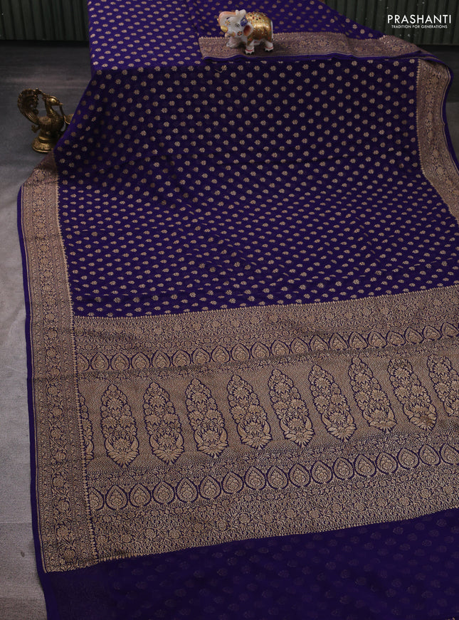Blue Banarasi Georgette Saree