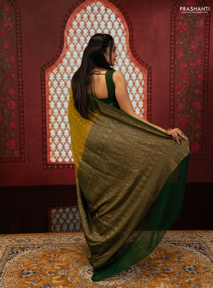 Lime Green & Green Banarasi Georgette Saree