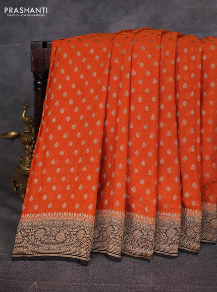 Orange & Black Banarasi Georgette Saree