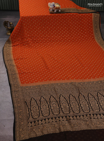 Orange & Black Banarasi Georgette Saree