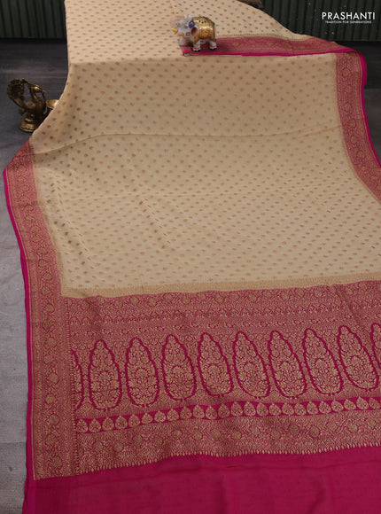 Cream & Pink Banarasi Georgette Saree