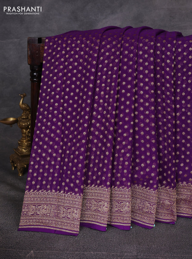 Violet Banarasi Georgette Saree