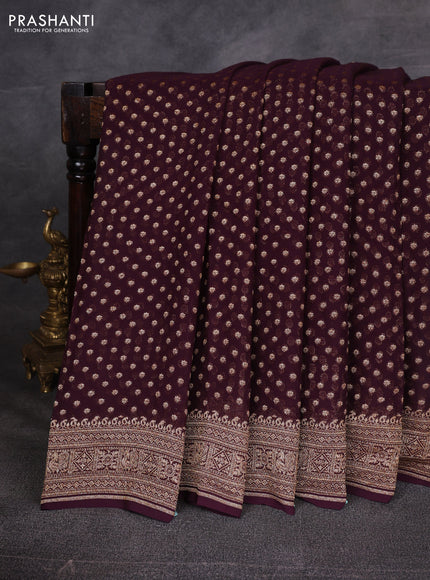 Wine Banarasi Georgette Saree