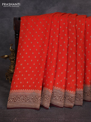 Orange & Coffee Brown Banarasi Georgette Saree