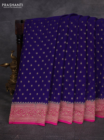 Blue & Pink Banarasi Georgette Saree