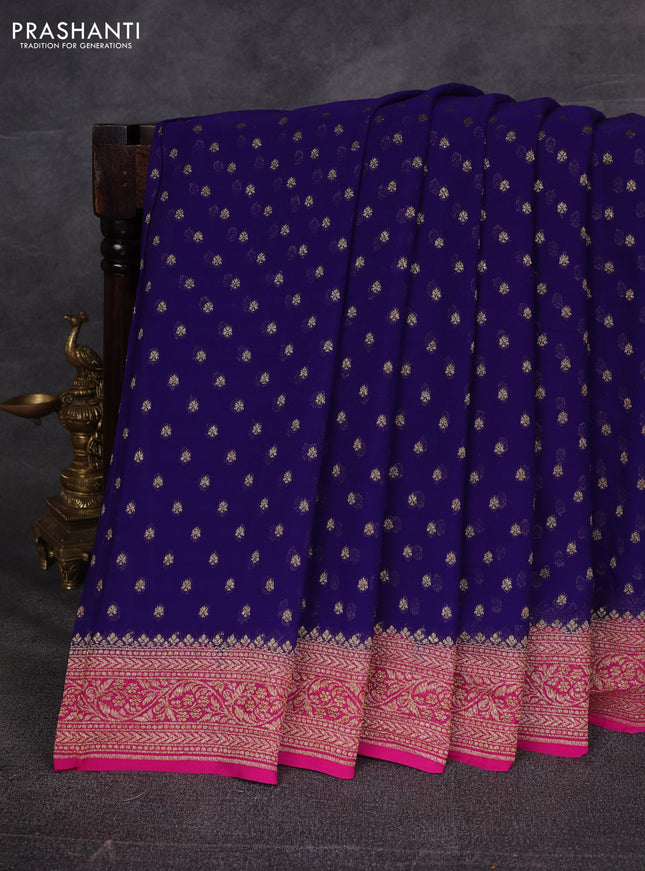Blue & Pink Banarasi Georgette Saree