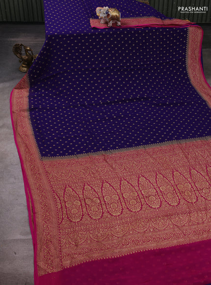 Blue & Pink Banarasi Georgette Saree