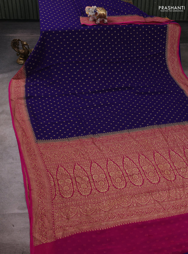 Blue & Pink Banarasi Georgette Saree