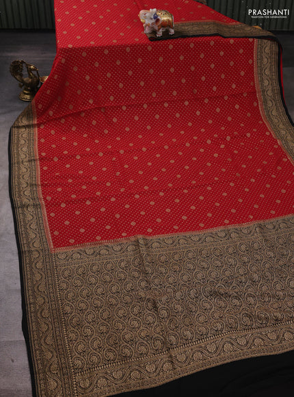 Red & Black Banarasi Georgette Saree