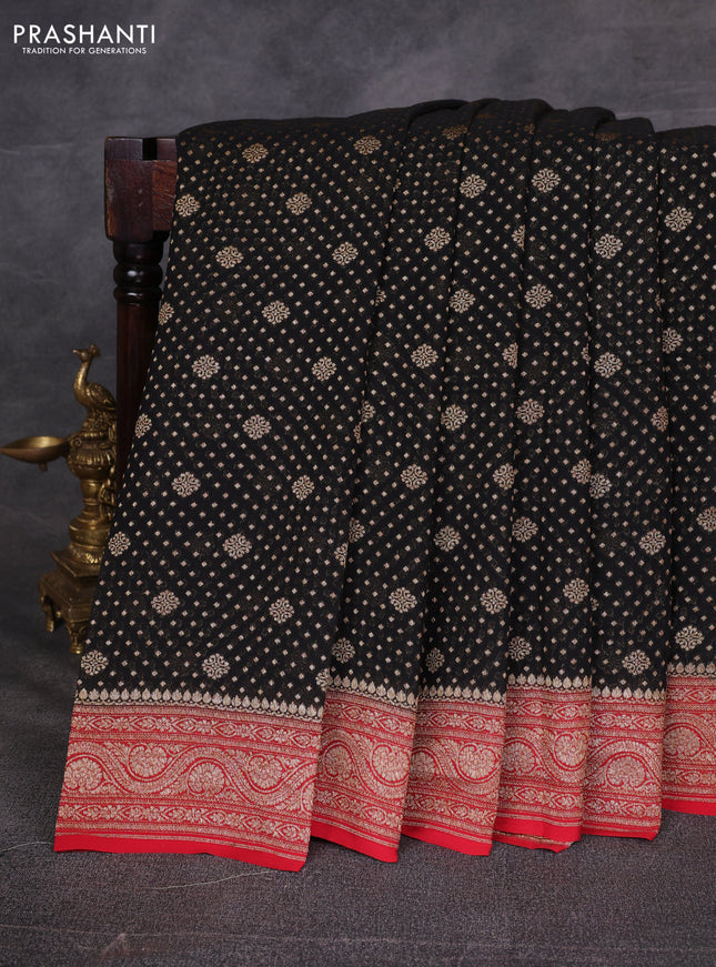 Black & Red Banarasi Georgette Saree