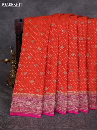 Orange & Pink Banarasi Georgette Saree