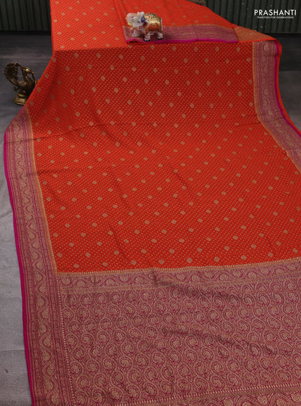 Orange & Pink Banarasi Georgette Saree