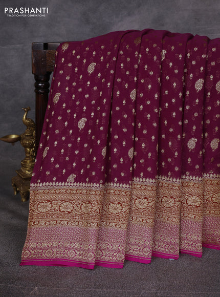 Purple & Pink Banarasi Georgette Saree